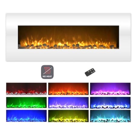 Hastings Home Electric Fireplace, Wall Mounted Color Changing LED Flame, NO HEAT, with Multiple Decorative Options 981685VZO